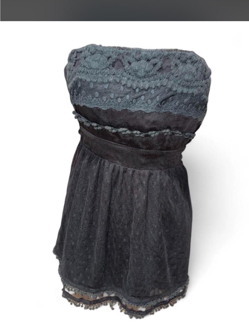 imaginary voyage Strapless Black Lace Cocktail Dress
